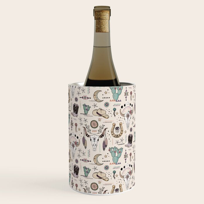 Boho Tribal Cowgirl Ephemera - cream Wine Chiller Gallery Image 3