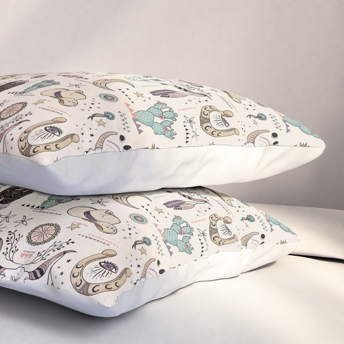 Boho Tribal Cowgirl Ephemera - cream Pillow Sham Gallery Image 3