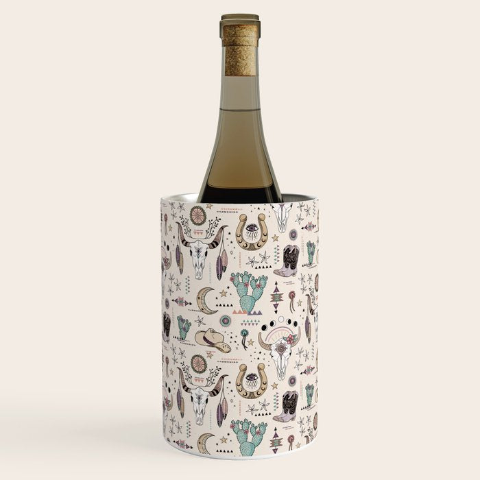 Boho Tribal Cowgirl Ephemera - cream Wine Chiller Gallery Image 1