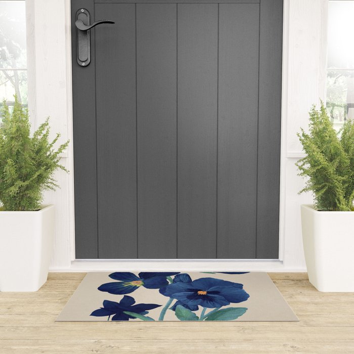 Blue Flowers Welcome Mat Gallery Image 3