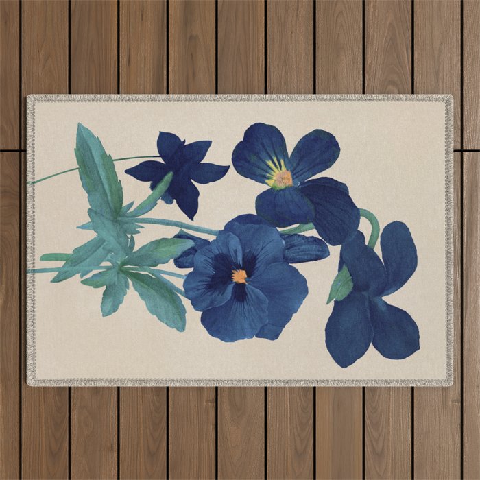 Blue Flowers Outdoor Rug Gallery Image 1
