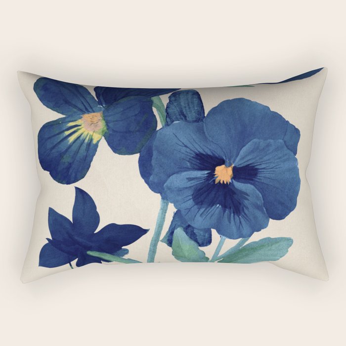 Blue Flowers Rectangular Pillow Gallery Image 1