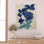 Blue Flowers Wall Tapestry Gallery Image 2