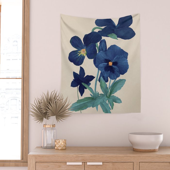 Blue Flowers Wall Tapestry Gallery Image 2