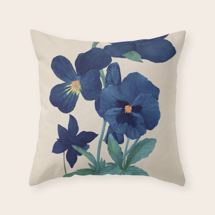 Blue Flowers Throw Pillow Gallery Image 1