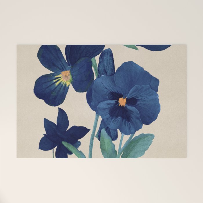 Blue Flowers Welcome Mat Gallery Image 1