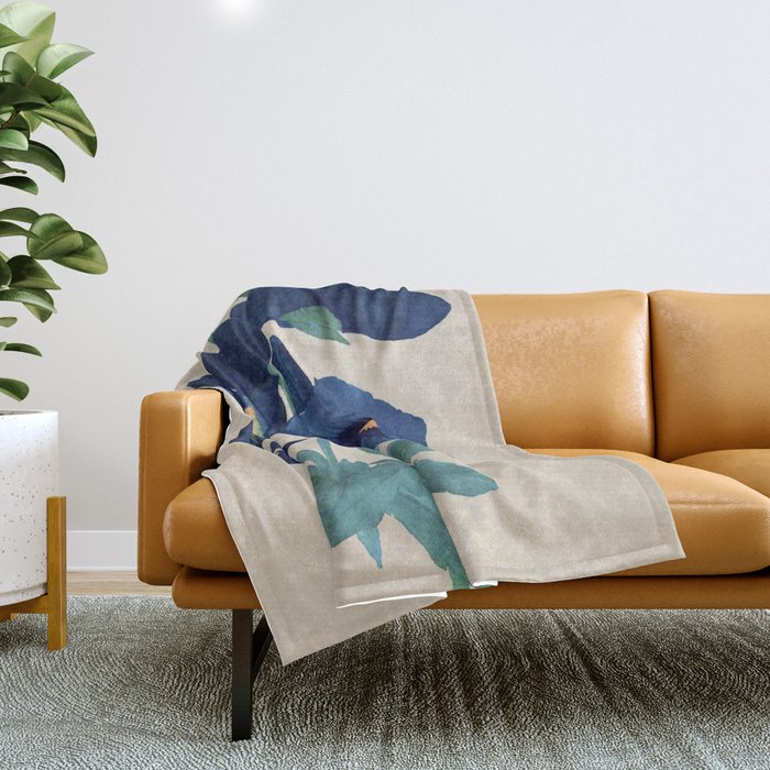 Blue Flowers Throw Blanket Gallery Image 1