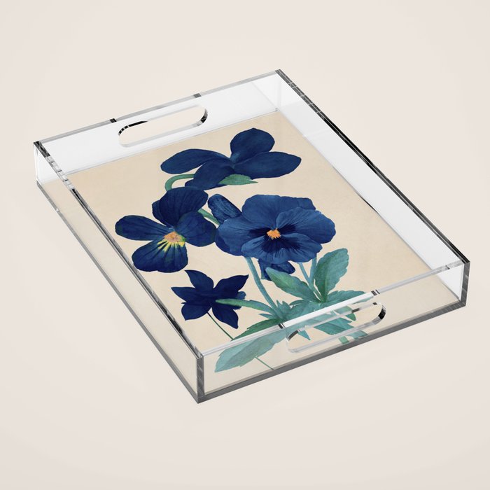 Blue Flowers Acrylic Tray Gallery Image 1