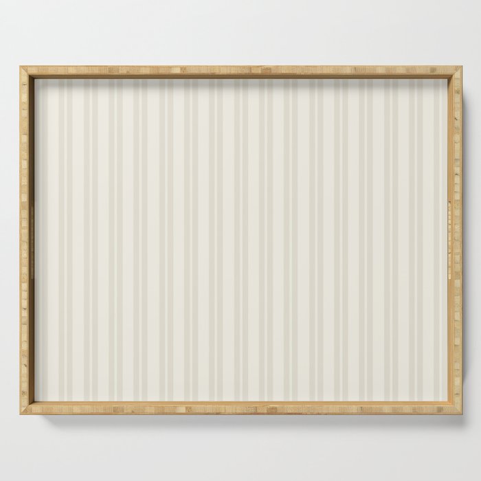 Pale Neutral Classic Double Stripe Pattern  Serving Tray Gallery Image 1