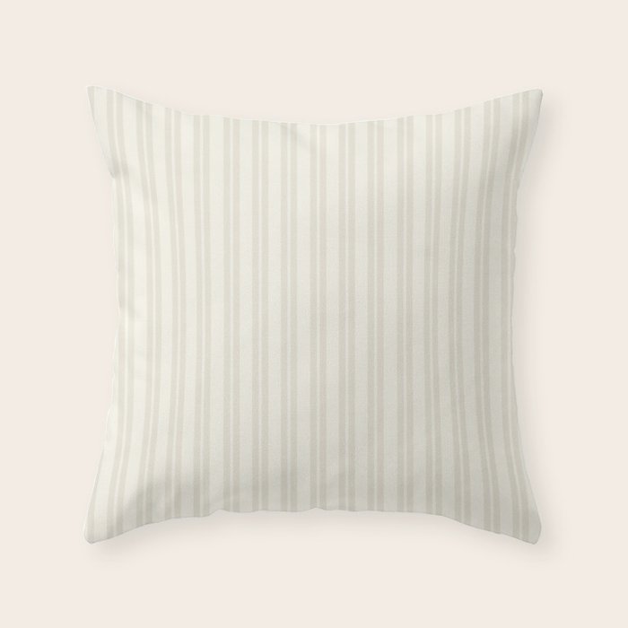 Pale Neutral Classic Double Stripe Pattern  Throw Pillow Gallery Image 6