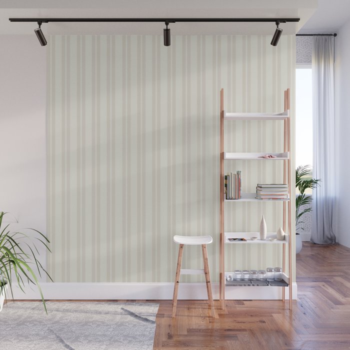 Pale Neutral Classic Double Stripe Pattern  Wall Mural Gallery Image 1