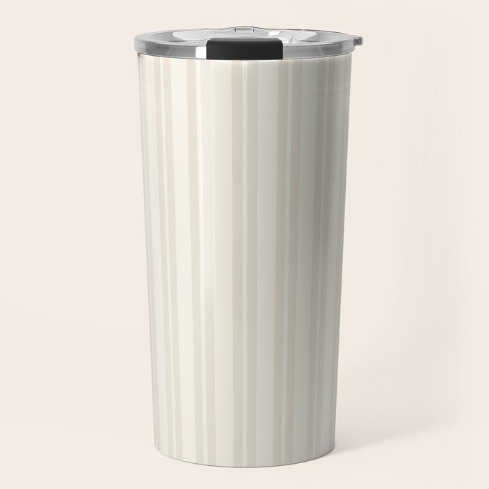 Pale Neutral Classic Double Stripe Pattern  Travel Mug Gallery Image 1