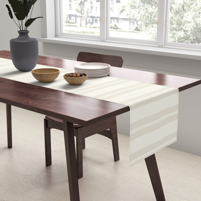Pale Neutral Classic Double Stripe Pattern  Table Runner Gallery Image 2