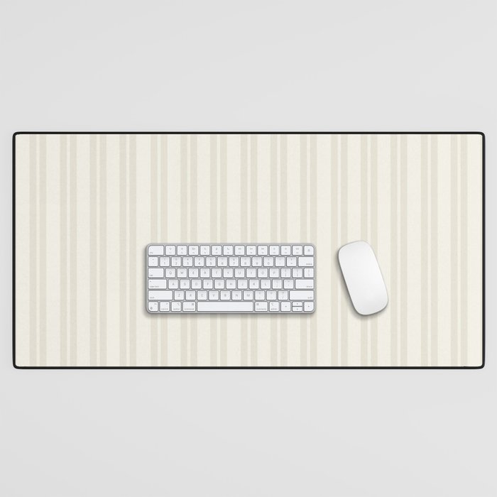 Pale Neutral Classic Double Stripe Pattern  Desk Mat Gallery Image 1