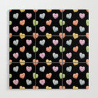 Colorful love heart candy pattern Wood Wall Art Gallery Image 1