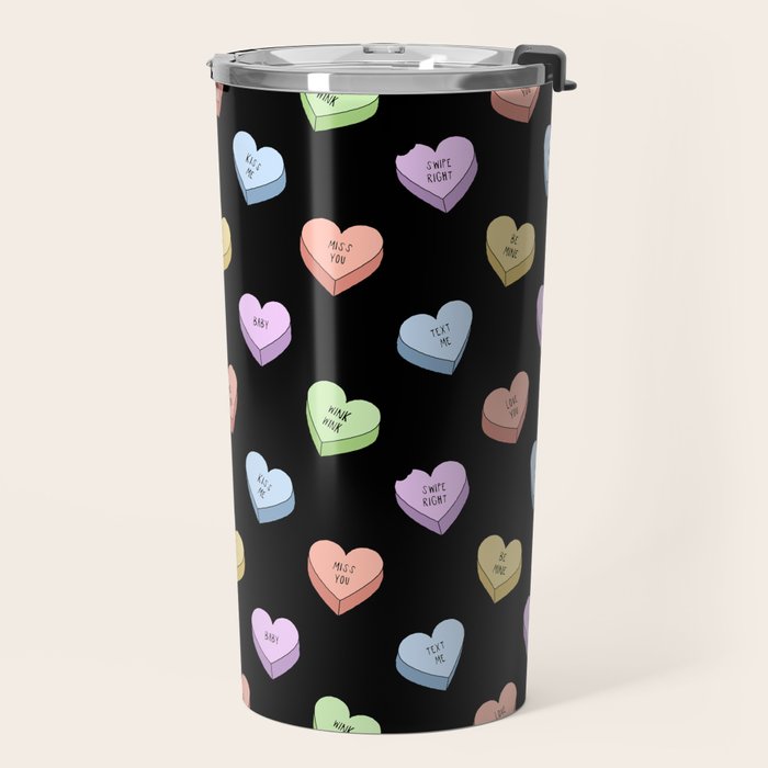 Colorful love heart candy pattern Travel Mug Gallery Image 2