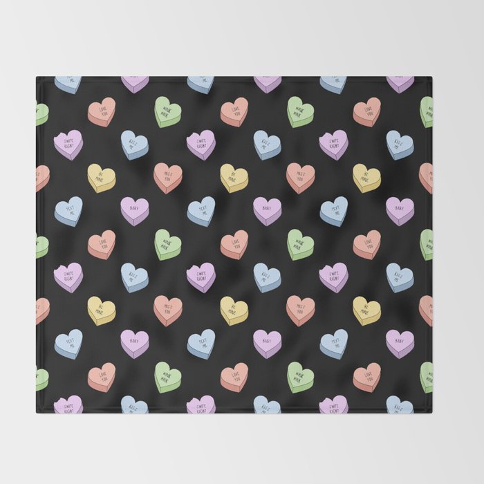 Colorful love heart candy pattern Throw Blanket Gallery Image 2