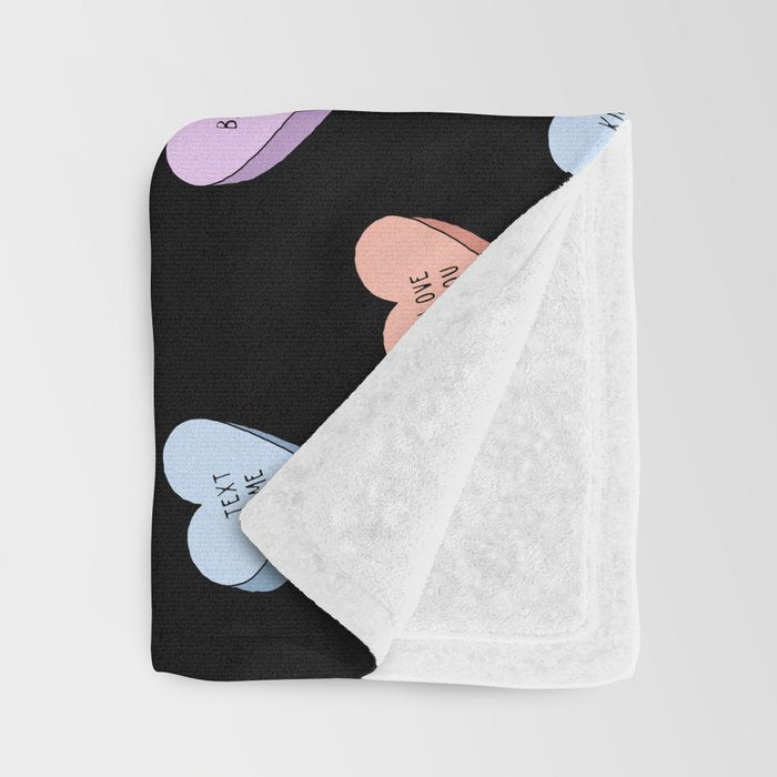 Colorful love heart candy pattern Throw Blanket Gallery Image 3