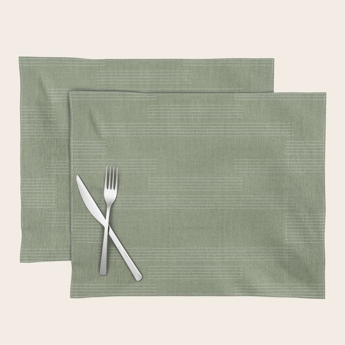 Minimal, Fine Stripe, Pattern, in Green Placemat Gallery Image 1