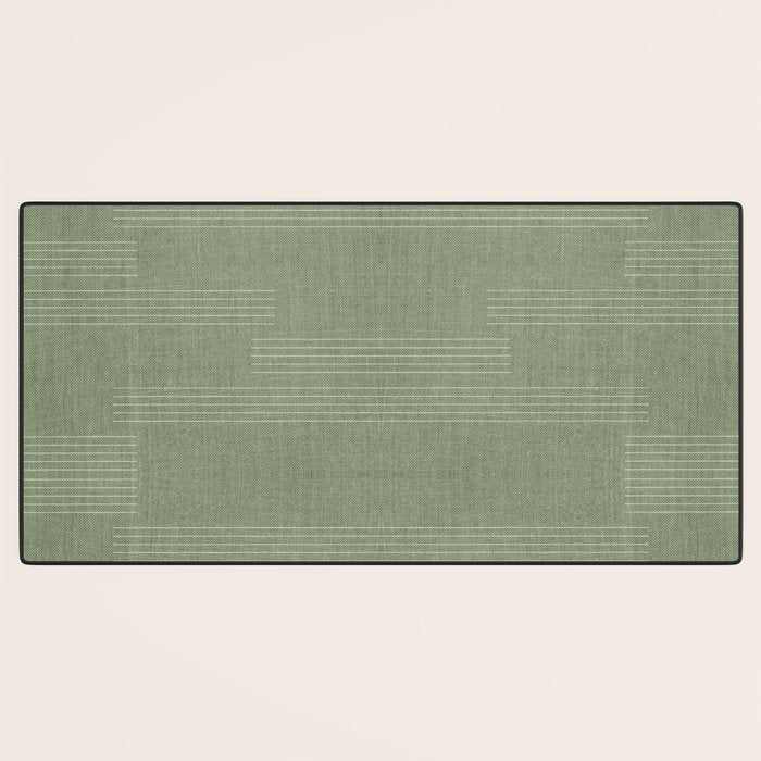 Minimal, Fine Stripe, Pattern, in Green Desk Mat Gallery Image 3