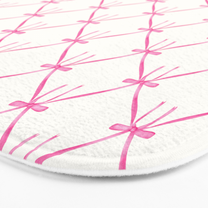 Bows & Ribbons Pattern VIII Y2K Pink Bath Mat Gallery Image 3