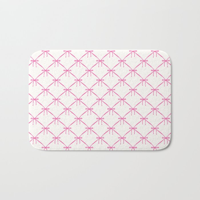 Bows & Ribbons Pattern VIII Y2K Pink Bath Mat Gallery Image 1