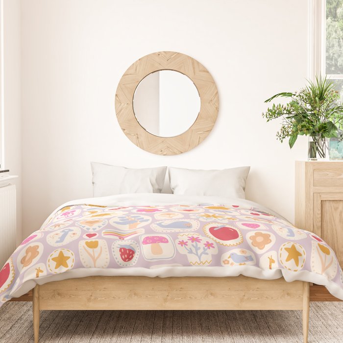 Little treasures, fun hand drawn pattern Duvet Cover Gallery Image 3