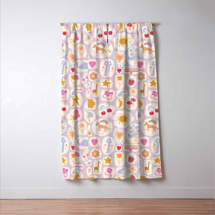 Little treasures, fun hand drawn pattern Window Curtain Gallery Image 3