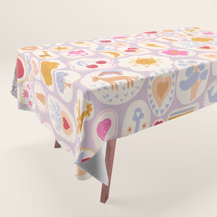 Little treasures, fun hand drawn pattern Tablecloth Gallery Image 1