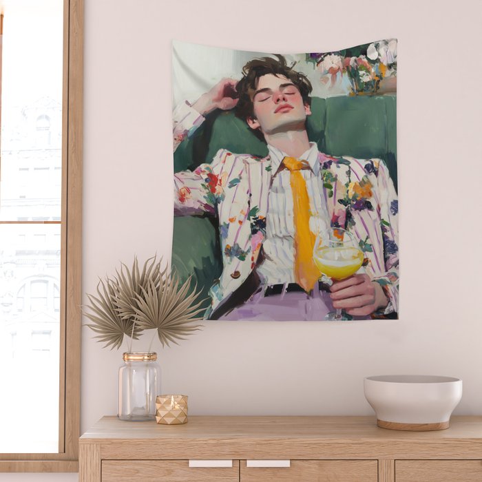 Dreaming in Floral Silence Wall Tapestry Gallery Image 2