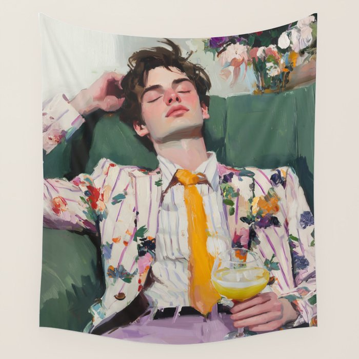 Dreaming in Floral Silence Wall Tapestry Gallery Image 4