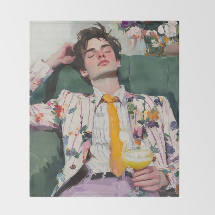 Dreaming in Floral Silence Throw Blanket Gallery Image 2