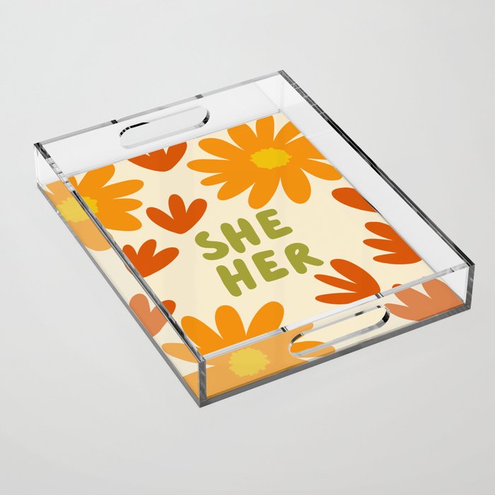 She/Her Pronouns Acrylic Tray Gallery Image 1