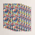 Every day we glow International Women's Day // midnight navy blue background teal, mint, electric blue neon orange red and gold humans  Wrapping Paper Gallery Image 3