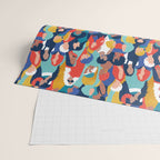 Every day we glow International Women's Day // midnight navy blue background teal, mint, electric blue neon orange red and gold humans  Wrapping Paper Gallery Image 2