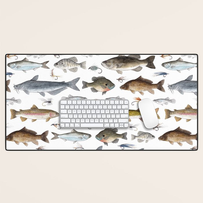 Freshwater Fish with Flies Desk Mat Gallery Image 1
