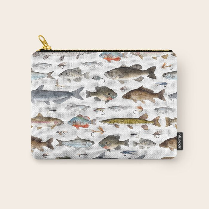 Freshwater Fish with Flies Carry All Pouch Gallery Image 1