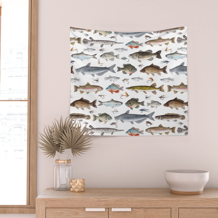 Freshwater Fish with Flies Wall Tapestry Gallery Image 2