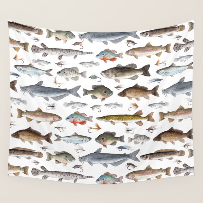 Freshwater Fish with Flies Wall Tapestry Gallery Image 4