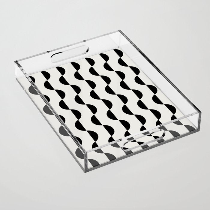 Gwynne Pattern - Black & White Acrylic Tray Gallery Image 1