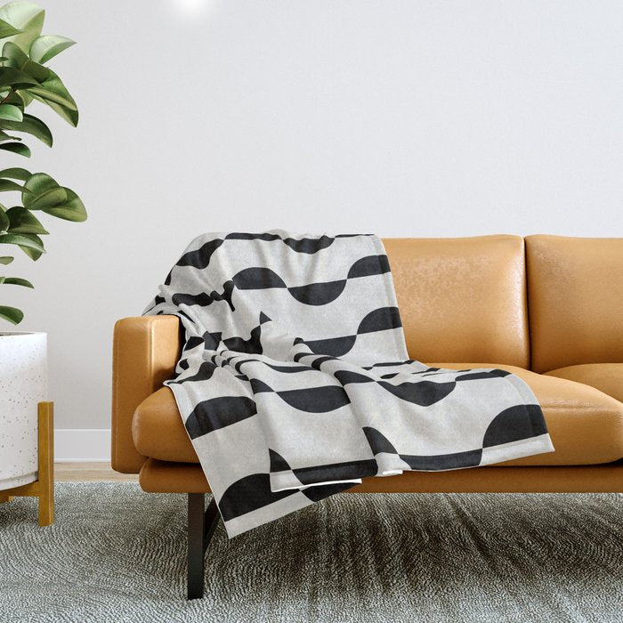 Gwynne Pattern - Black & White Throw Blanket Gallery Image 1