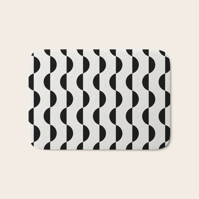 Gwynne Pattern - Black & White Bath Mat Gallery Image 1