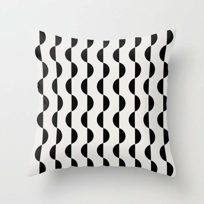 Gwynne Pattern - Black & White Throw Pillow Gallery Image 6