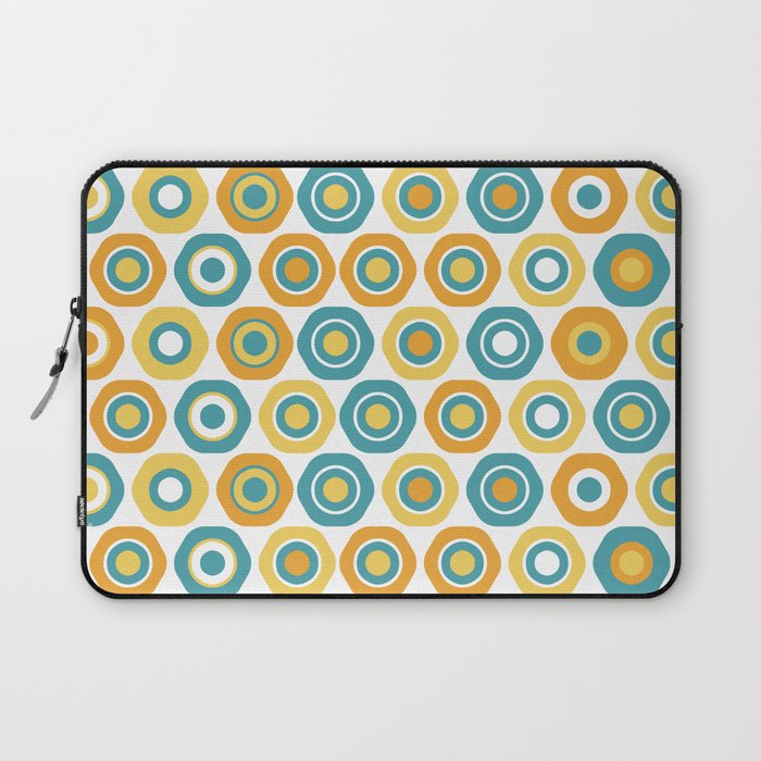 Buttons - Geometric Pattern in Turquoise, Orange, Yellow, and White Laptop Sleeve Gallery Image 1