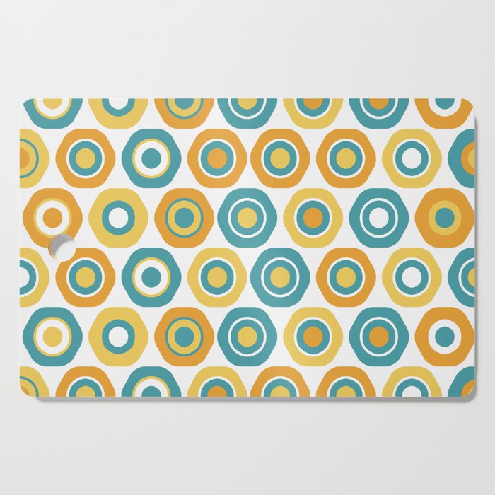Buttons - Geometric Pattern in Turquoise, Orange, Yellow, and White Cutting Board Gallery Image 1