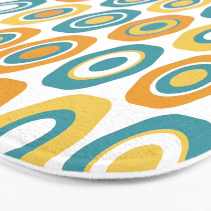 Buttons - Geometric Pattern in Turquoise, Orange, Yellow, and White Bath Mat Gallery Image 3