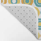 Buttons - Geometric Pattern in Turquoise, Orange, Yellow, and White Bath Mat Gallery Image 2