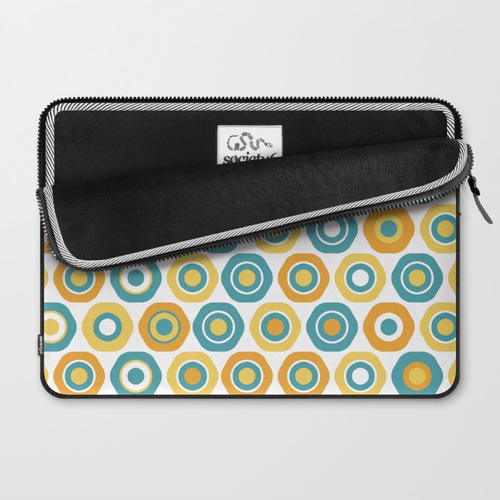Buttons - Geometric Pattern in Turquoise, Orange, Yellow, and White Laptop Sleeve Gallery Image 2