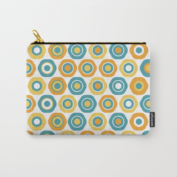 Buttons - Geometric Pattern in Turquoise, Orange, Yellow, and White Carry All Pouch Gallery Image 1