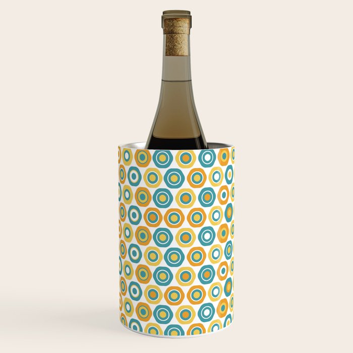 Buttons - Geometric Pattern in Turquoise, Orange, Yellow, and White Wine Chiller Gallery Image 1